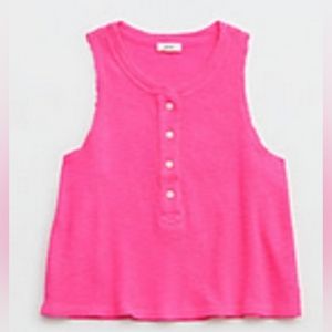 Aerie Sunspun Waffle Cropped Tank Top